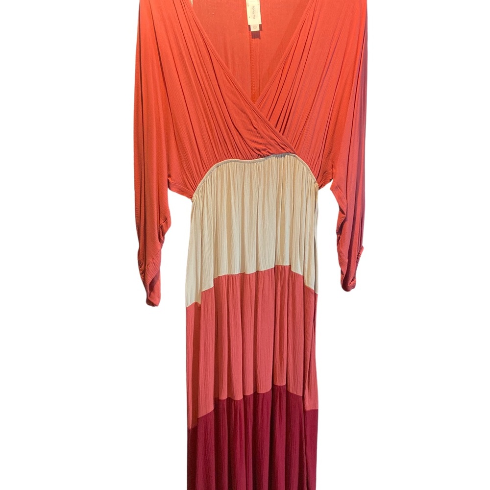 Colorblock Maxi Dress - Red and Cream